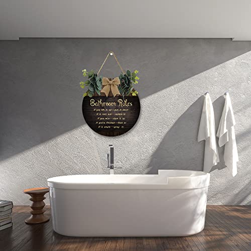 Lefangovs Rustic Bathroom Sign Bathroom Decor Wood Hanging Funny Wooden Decorative Plaque Sign Bathroom Signs Decor, 11In #TOP2