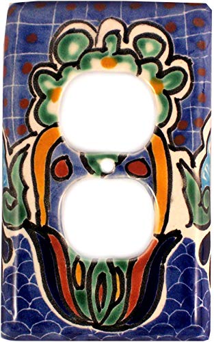 Blue Mesh Talavera Ceramic Outlet Switch Plate