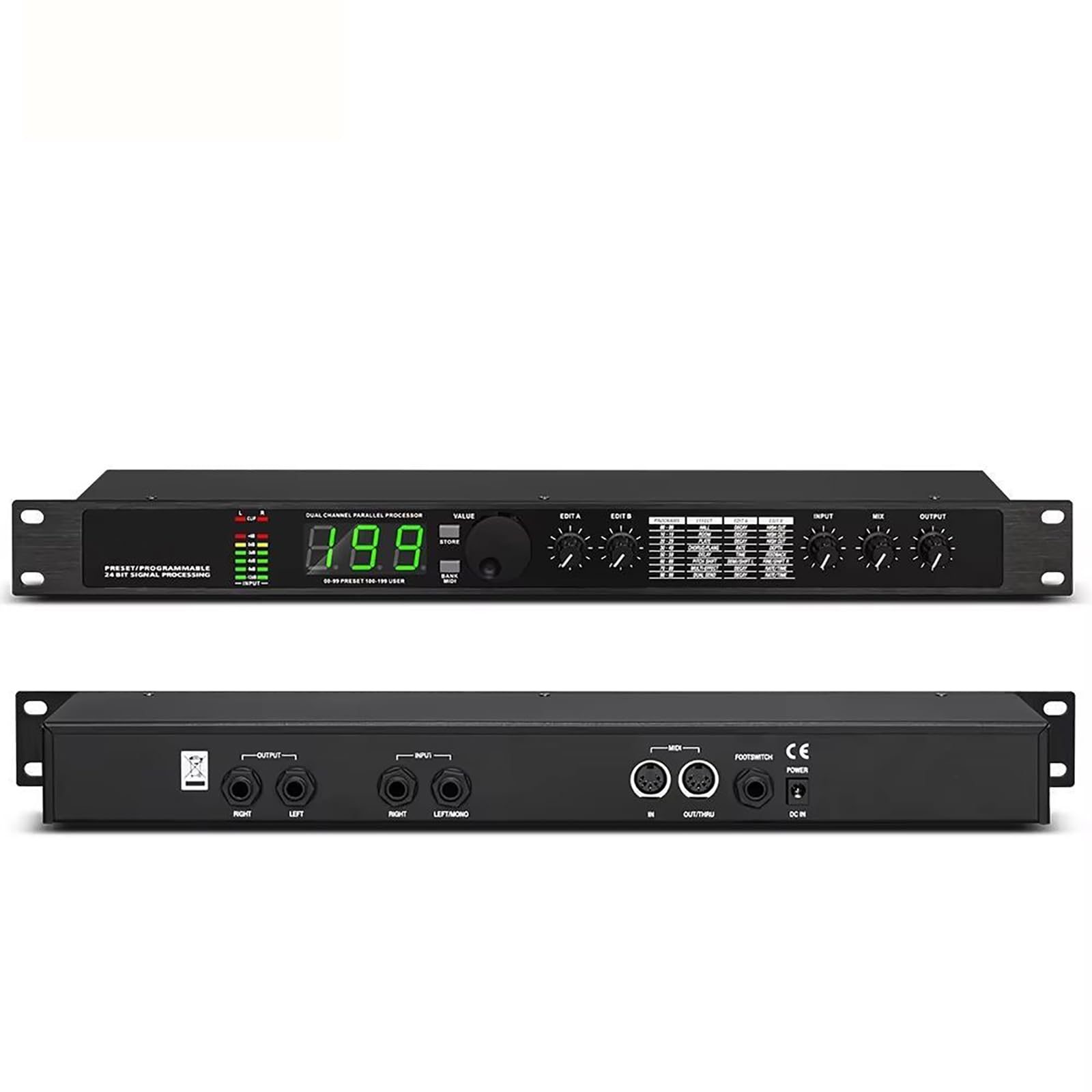 Wsexyy Professional Audio Processor Equalizer, Graphic Equalizer, Preset Programmable 24-bit Signal Processing, 99 Preset Programs, 199 Sound Effects Memory, Professional Digital Reverb For Recordin
