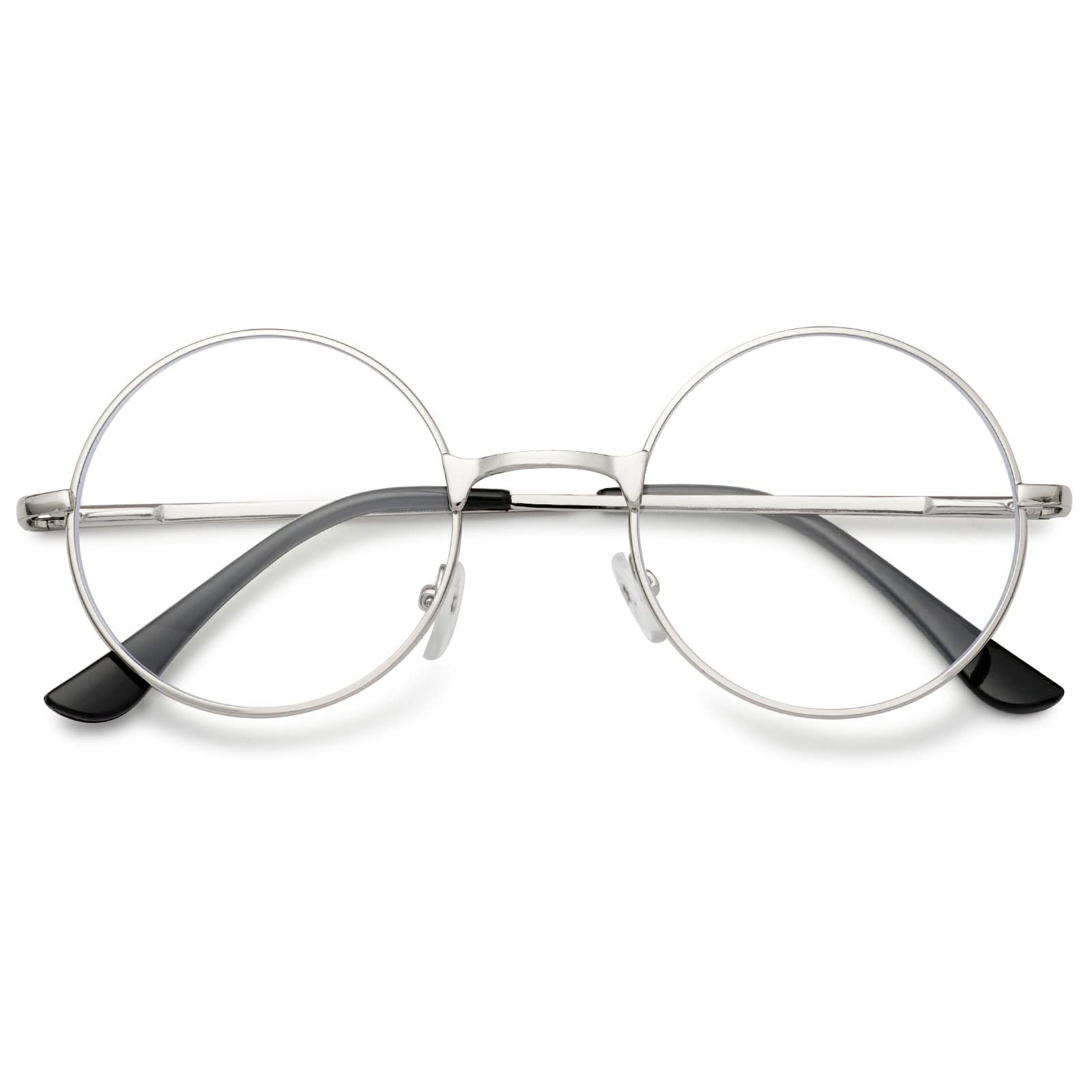 MAGIMODAC Vintage Retro Reading Glasses Metal Anti Blue Light Blocking Round Readers Eyeglasses Eyewear for Ladies Women Men (Silver