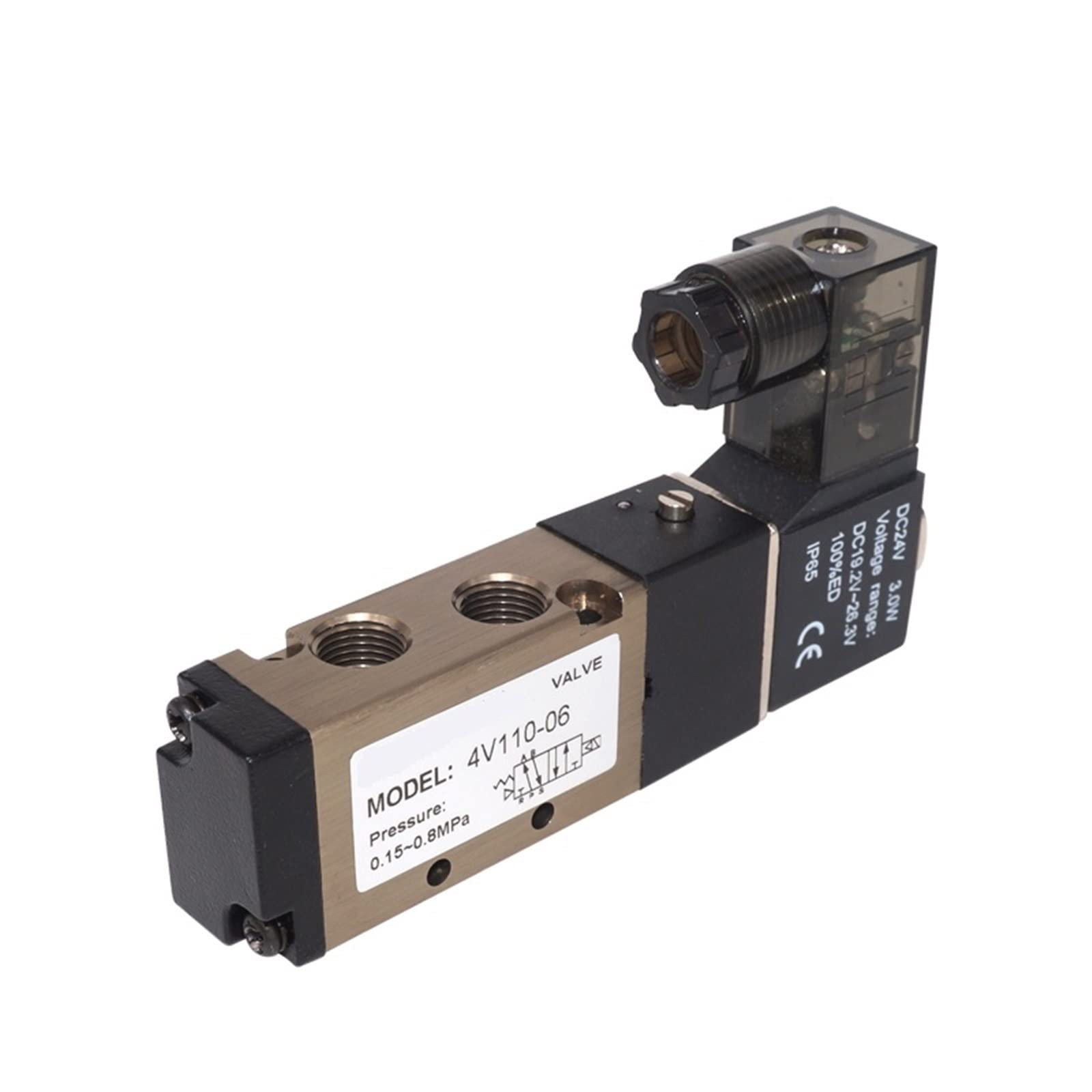 4V110-06 - Electroválvula neumática de 5 vías, 2 posiciones, gas, neumática, eléctrica, electroválvula, 12 V, 24, 220, bobina, voltios, 4 mm, 6, 8 mangueras, 1 pieza (4V110-06 AC220V, con accesorios
