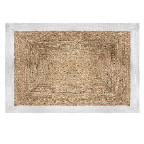Atmosphera - Tapis en Jute Bord Blanc 120x170 cm