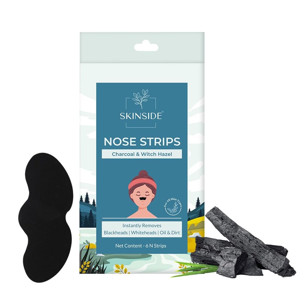 Blackhead Remover Nose Strips with Charcoal & Witch Hazel | For Instantly Removing Black Heads & White Heads (Painless) for Men & Women | Deep Cleanses & Unclogs Pores (Pack of 6)