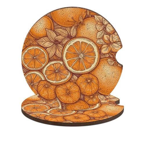 Portavasos para coche con diseño de fruta, 2 unidades, madera miniatura 1