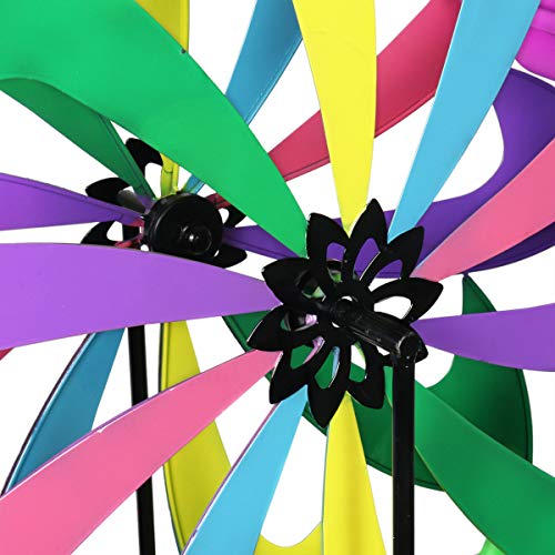 Exhart Spinning Ferris Wheel Bird Feeder Moves w/Weight of up to 12 Birds – 8 feet Tall Giant Metal Bird Feeder w/Multicolor Metal Finish and Feeding Baskets, Bird Feeder Spinner 24in L x 95in H - Thumbnail 5