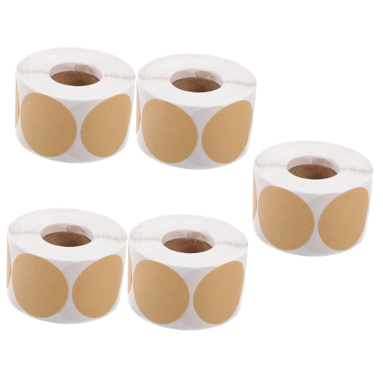 Angoily 5 Rollen Runde Selbstklebende aus Kraftpapier Blanko Geschenkaufkleber für Namensschilder Klassifizierung und Gruppenaktivitäten Große Etikettenrolle