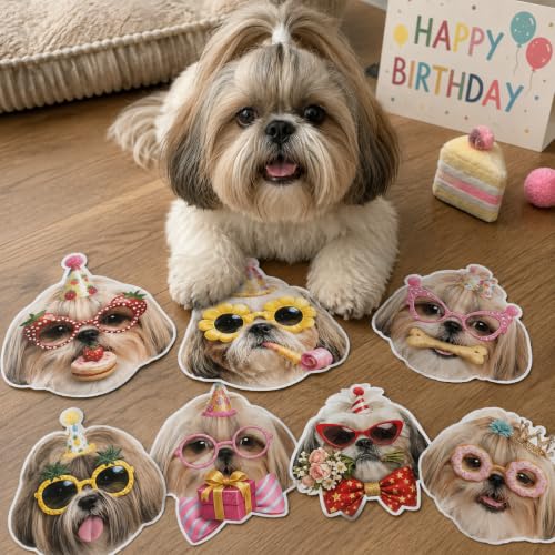 Image of Shih Tzu Birthday Banner, Dog Party Decorations Garland Shih Tzu Gifts | 8 Unique Shih Tzu Faces, Pre-Strung , Easy to Hang