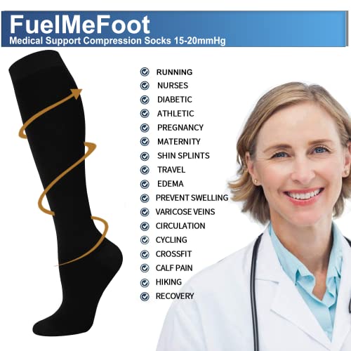 Image of FuelMeFoot 3 Pack Copper Compression Socks - Compression Socks Women & Men Circulation - Best for Medical,Running,Athletic