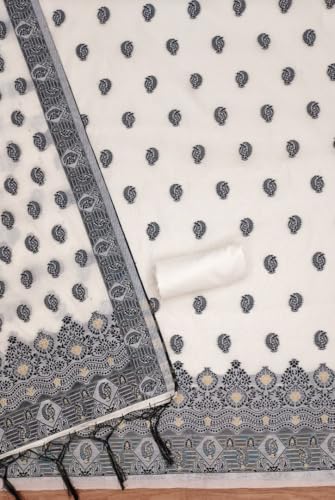 Image of Handloom Banarasi Cotton Unstitched Salwar Suit with Dupatta, 50 Inch Length, Women's Unstitched Salwar Suit Dress Material with Dupatta, Unstitched Salwar Suit Set