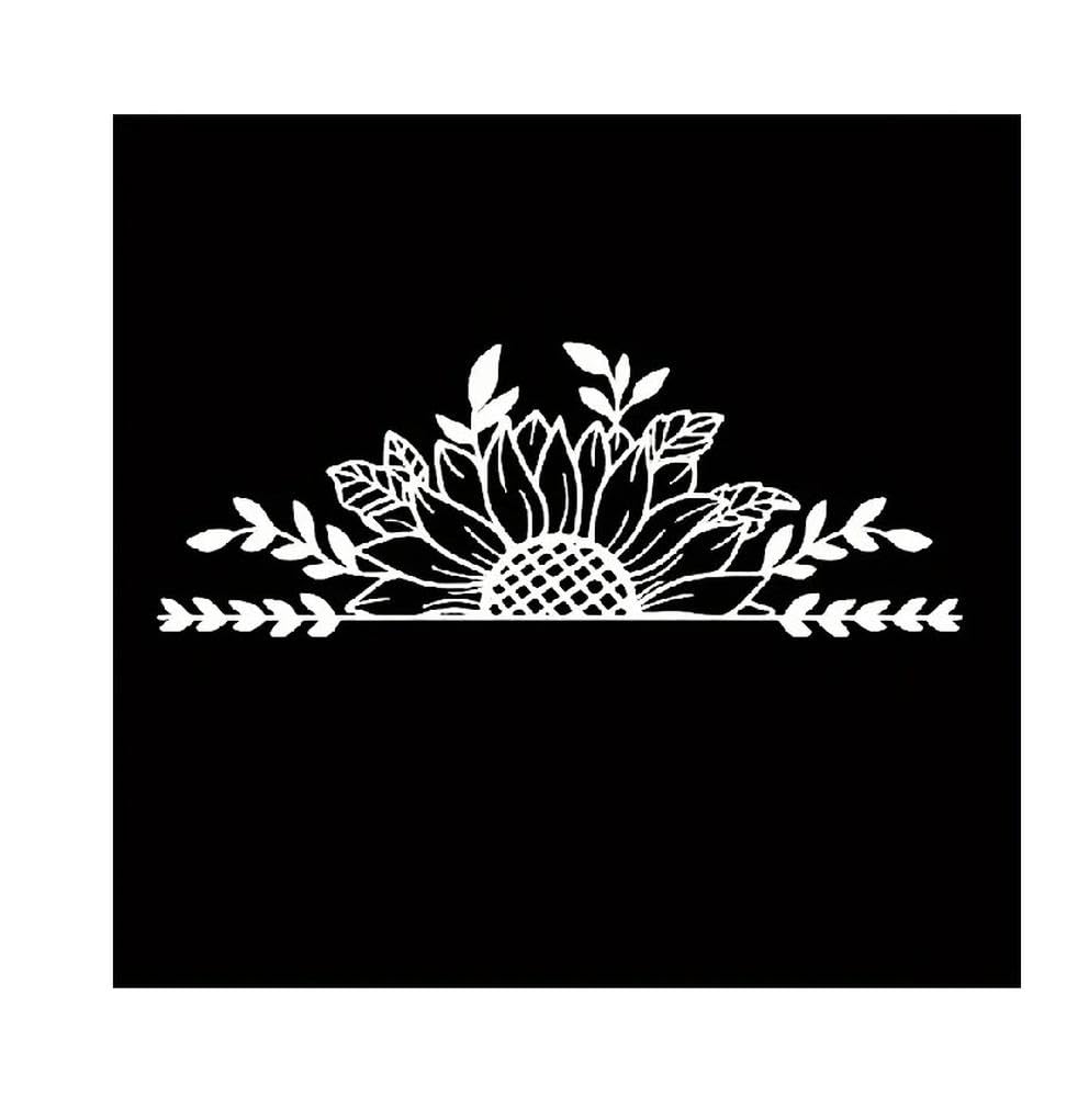 Sunflower Floral Vinyl Decal Waterproof Sticker for Car Truck Laptop Wall Decor(White)