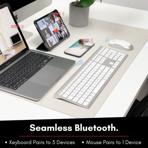 Macally Premium Bluetooth Keyboard And Mouse For Mac - Multi Device - Rechargeable Mac Wireless Keyboard And Mouse Combo (110 Keys) - Slim Bluetooth Keyboard Mouse For Macbook And Imac #TOP2