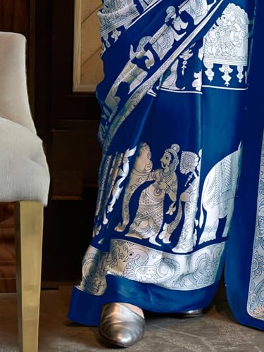 Image of SAREE MALL Women's Kalamkari Print Saree With Blouse Piece