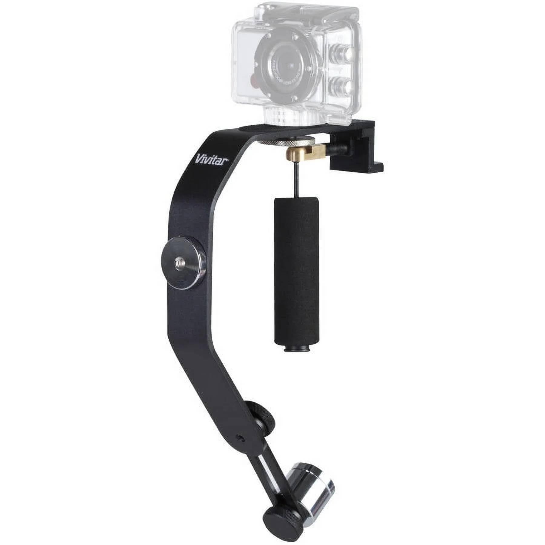 Mini Action Cam Stabilizer Black for for GoPro, Smartphones, Cameras & Camcorders with Smartphone Holder & Adapter for GoPro