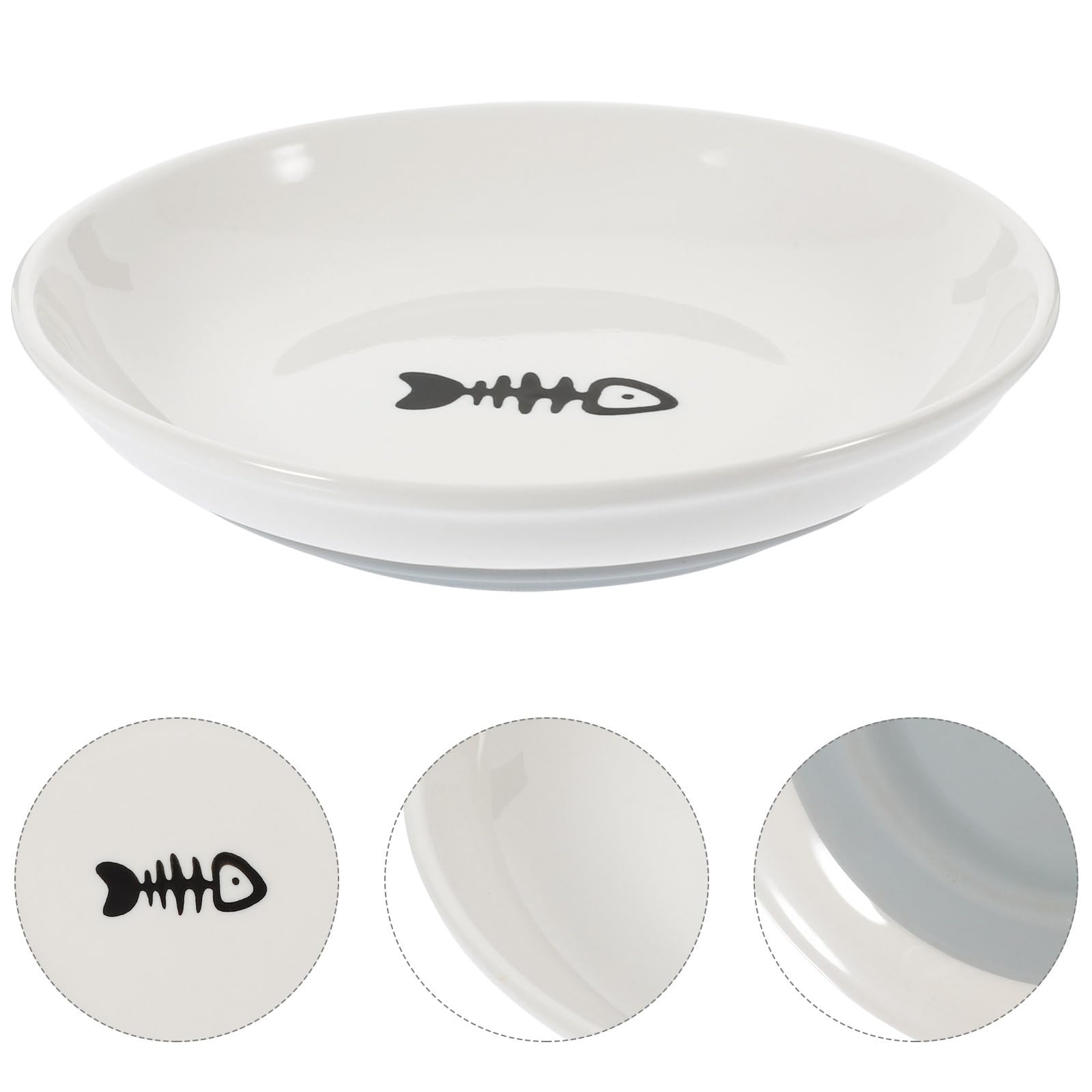 SUPVOX 3 Pièces Set de Gamelles Chat Céramique Ronde avec Base Antidérapante Silicone Bol Plat Large pour et à Courtes Fatigue des Moustaches Entretien Facile