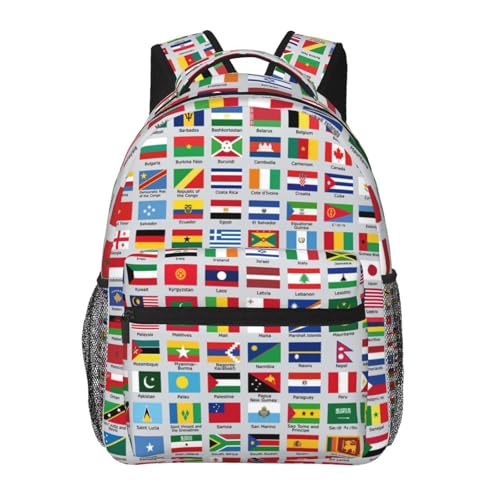 World Flags Backpack Laptop Backpack Sports Travel Shoulder bag Light casual backpack