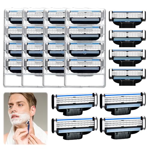 24 PCS Cuchillas de Afeitar, Cuchillas de Afeitar Hombre, Turbo Afeitar Recambios,Afeitado Preciso y Cómodo,Ideales para Uso Diario.