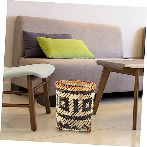 Caneca decorativa de bambú tejida rectangular miniatura 5