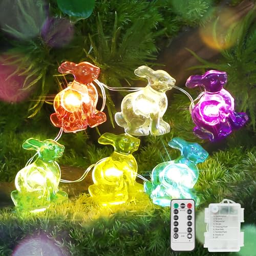 suddus Easter Bunny Battery Operated String Lights, 12.8ft 40LED Waterproof Colorful Easter Fairy Lights with Timer, Eas - Detailed View