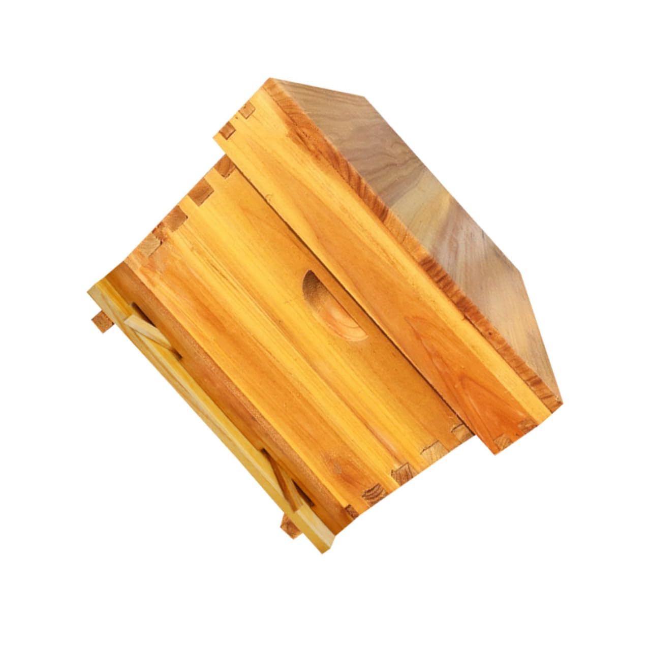 BESPORTBLE Wooden Bee Hive Box with Waxed Pine Wood, Breathable Screened Frame Beehive for Outdoor Garden Beekeeping, Safe and Sturdy Beekeeping Equipment Kit