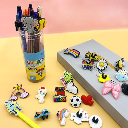 Kinearcharms 60 piezas de clips para lápices diferentes miniatura 3