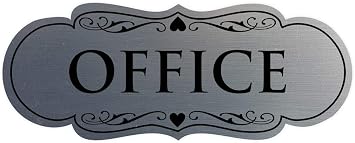 All Quality Designer Office Sign | Easy Installation - Silver - Large 1 Pack