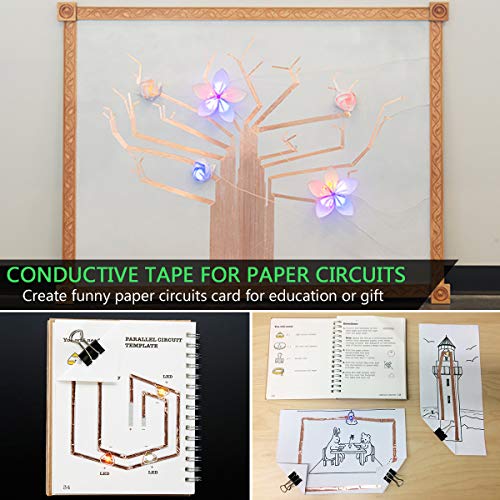 6 PCS Copper Foil Tape with Double-Sided Conductive Adhesive,【1/4inch X 21.8yards】PEMOTech Conductive Copper Tape for Stained Glass, EMI Shielding, Soldering, Grounding, Paper Circuit, DIY Craft - Thumbnail 4