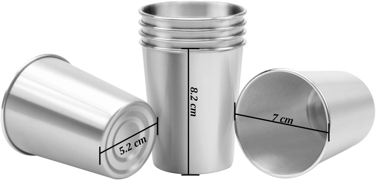 Resinta Lot de 10 gobelets en acier inoxydable incassables pour enfants ou adultes 228 g 8 oz Argenté