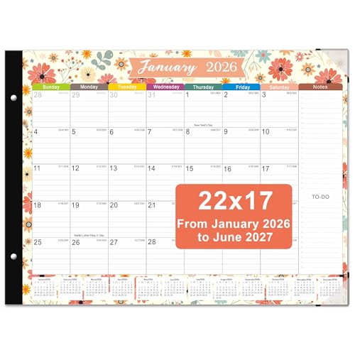 Desk Calendar 2026-2026 Desk Calendar Large 22x17 18 Mouths From January 2026 to June 2027 22 x 17 Desk Pad Calendar Office Supplies Perfect for Organizing and Planning In Office School or Home