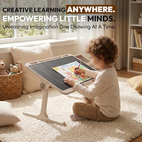 Image of StarAndDaisy Kids Study Table Foldable /Multipurpose Baby /Kids Bed Table for Laptop and Study /Laptop Table Stand with Adjustable Table top Angle Book /Tablet Holder -Black