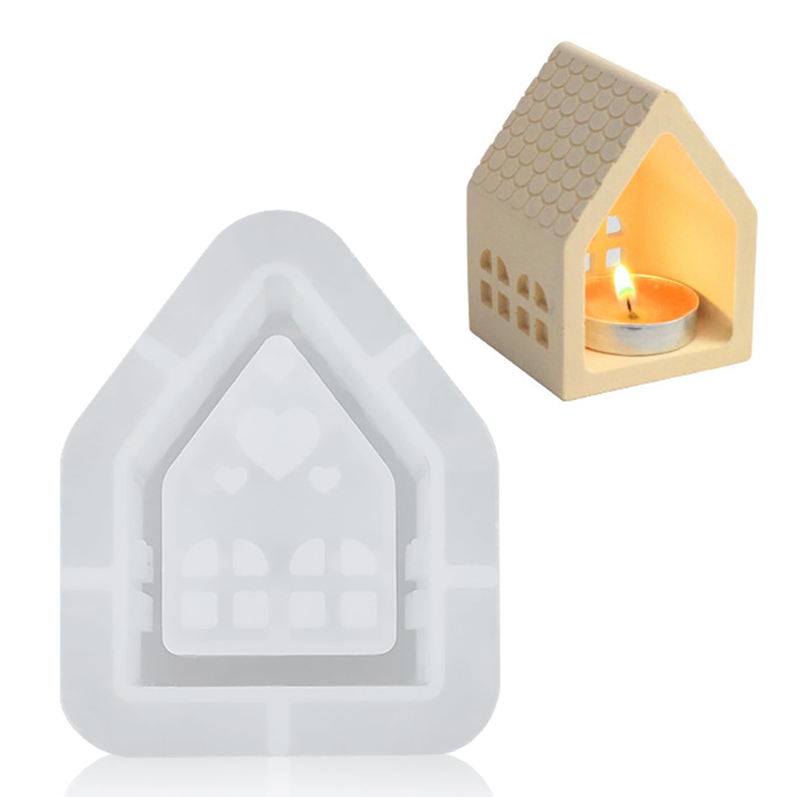 Heart House Shaped Silicone Moulds for Crafting, Candle Tealight Holder Aster Mould Silicone for DIY Craft Projects