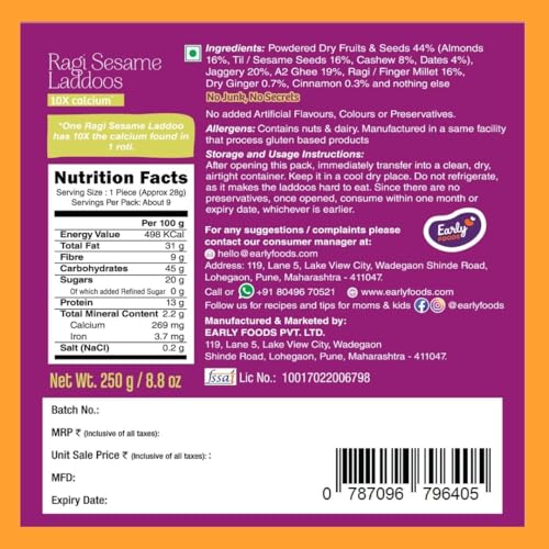 Image of Early Foods Assorted Pack of 2: A2 Ghee Ragi Til & Gond Laddu with Jaggery | Gond Ke Laddoo | Desi Ghee Dink Laddoo | postpartum ladoo | Sugar Free Laddu