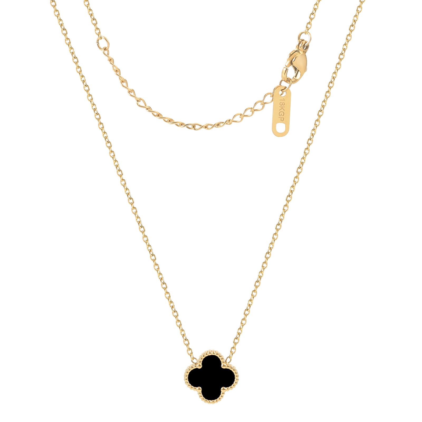 for Double Sided Fritillaria Lucky Four Leaf Grass 18K Titanium Steel Simple Fashionable Necklace