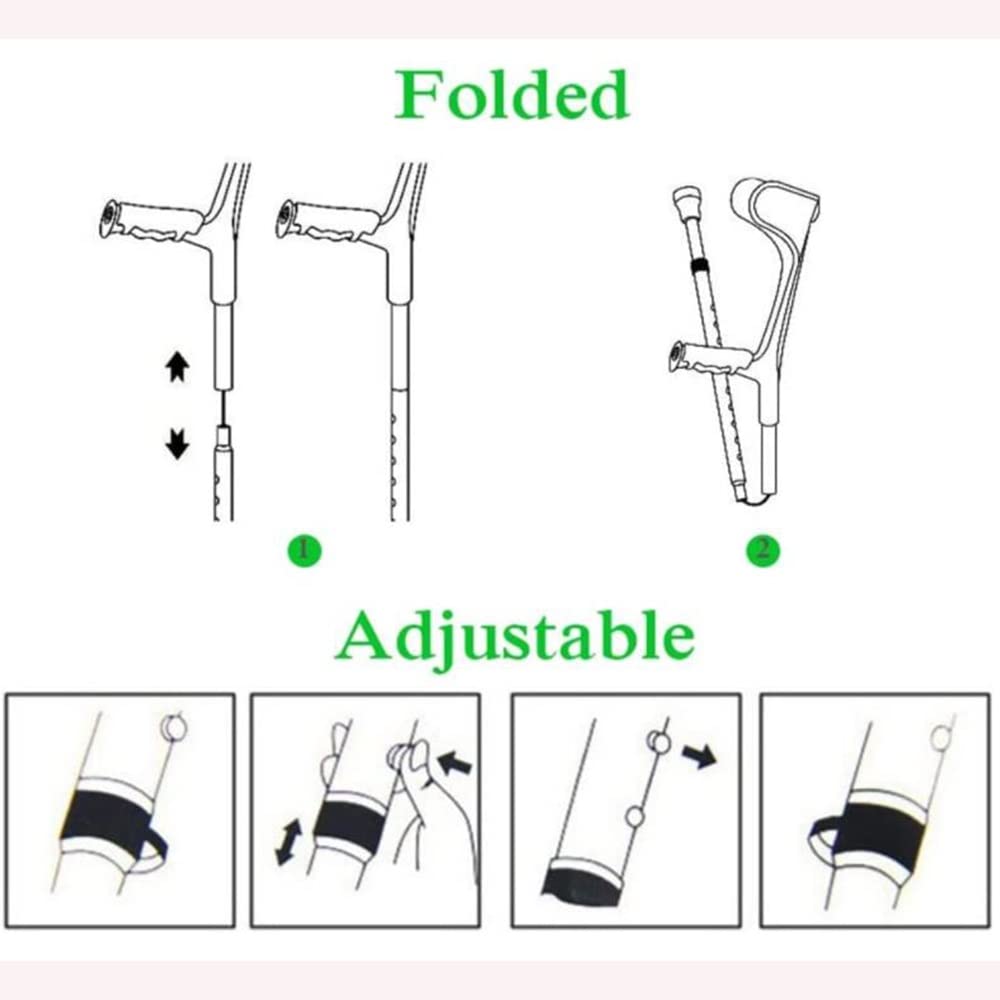 Muletas Plegables para Niños, Bastones Ajustables con Manguitos Ergonómicos, Muletas Plegables para Antebrazos, Muletas Ortopédicas para Axilas, Bastón De Antebrazo - Altura Ajustable (Color :