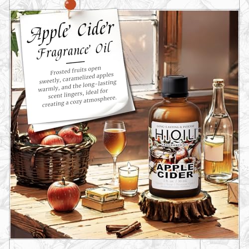Image of HIQILI Apple Cider Fragrance Oil for Diffuser, Candle & Soap Making | for Home, Car & Office Essential Oil Aromatherapy, Luxury Wine Scented - 1 Fl Oz / 30 ML