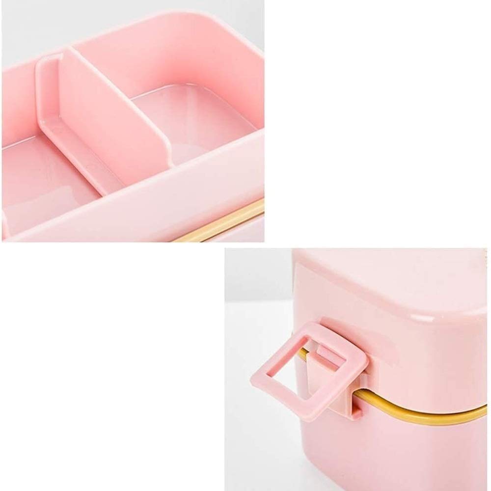 es Lunch Box Set da 4 Pezzi, 3 Scomparti ermetici, Include Posate, Barattolo per zuppa e Borsa per Il Pranzo