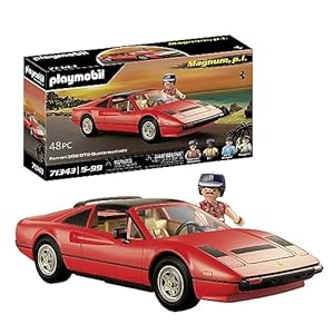 PLAYMOBIL Famous Cars 71343 Magnum, P,I, Ferrari 308 GTS, Supercoche, Pieza de colección para los Aficionados de los Coches, Juguete para coleccionistas y niños/as a Partir de 5 años