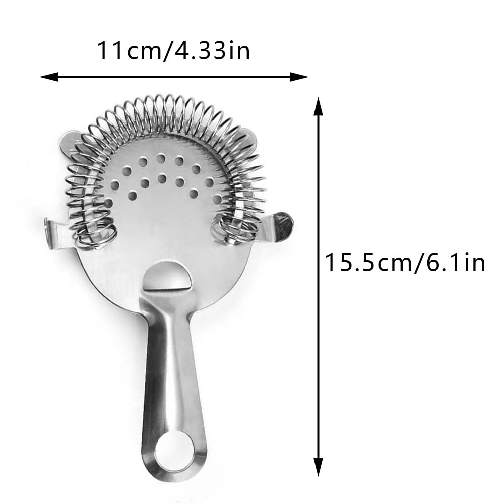 YYAOGAGNG 2Pcs Stainless Steel Bar Strainer, 4 Prong Strainer with Spring for Home Kitchen Bar Accessories