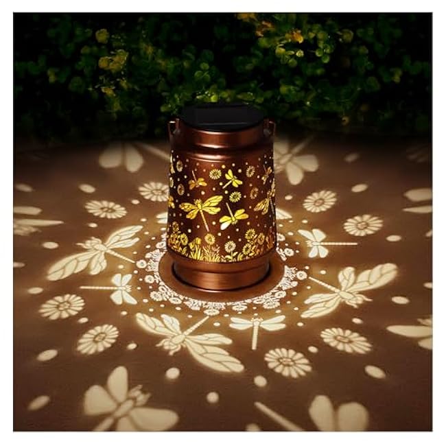 Solar Lanterns Outdoor Waterproof Dragonfly Garden Decor Gifts for Women Mom Grandma Hanging Solar Lights Metal Solar Decoration Outside for Yard,Patio,Backyard,Porch