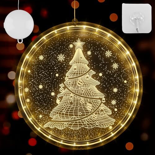 BORDEAG Luce decorativa per finestre natalizie, 24 cm, luci natalizie, da appendere, luci di Natale, con ventosa, per esterni, interni, terrazze, sfondo