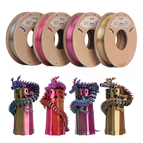 ERYONE Multicolor PLA Filament Set - 1mm Diameter, 250g x4 Spool: Tri Color Silk, Gold/Silver/Copper, Other Multicolors