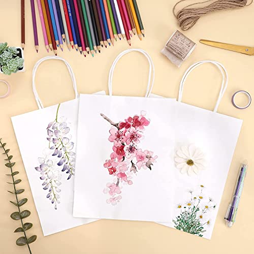 Image of RanGit Bhumi Gift Bags- 8x10x4 in 10pcs White Small Paper Bag for Return Gift- Shopping Retail Paper Carry Bags, Small Party Favor Gifting Covers, Disposable, Recyclable (8x10x4 in White, 10 pack)