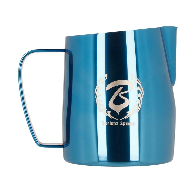 Barista Space Gepolijst Silver Milk Jug, optimaal voor latte art, met nauwkeurige schenktuit, licht en handig, aanbevolen door wereldkampioenen, zilvergroen, 450 ml