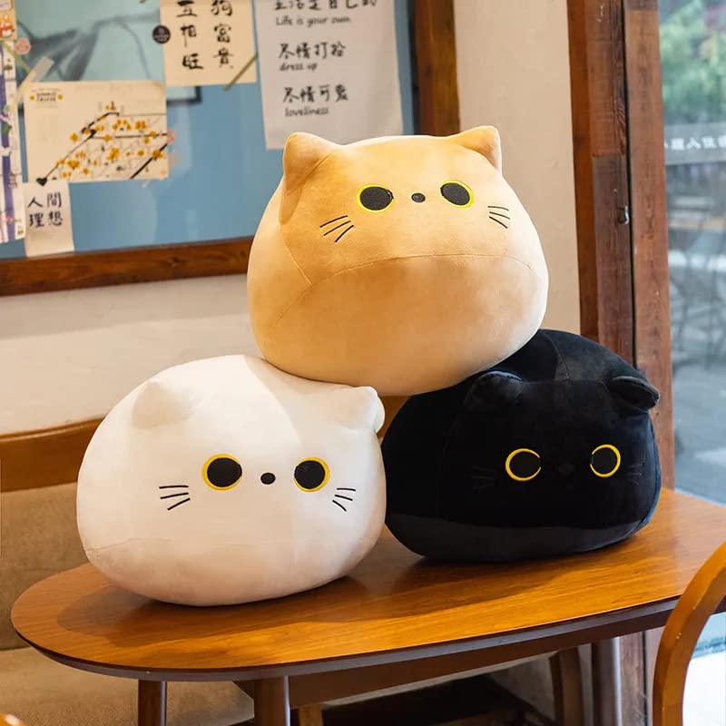 Image of Kawaii White Cat Plush Toy - 3D Shape Design Sofa Pillow Decoration, Cute Kitten Plushie Doll, Animal Plush Pillow