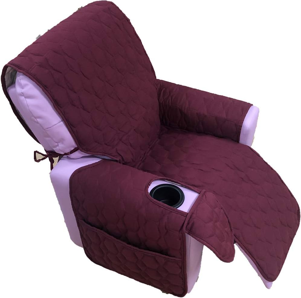 RBSC Home Kids Recliner Chair Cover Only Antislip Waterproof Kids 14 Inch Recliner Chair Cover (Burgundy)