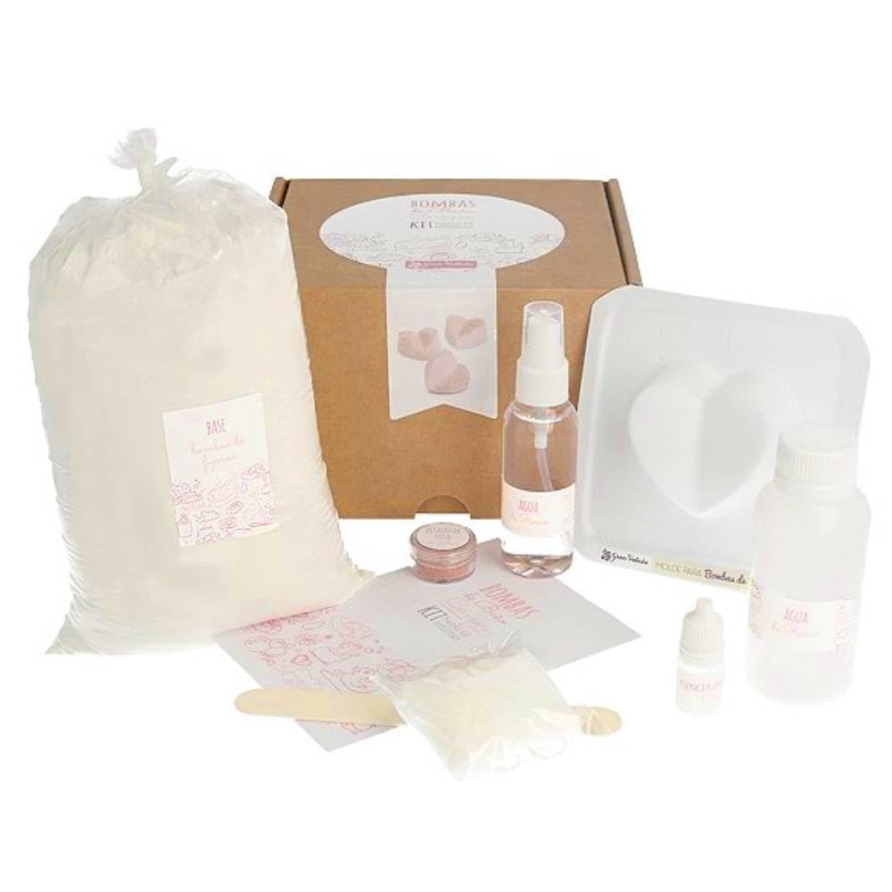 Gran Velada - Kit para hacer Bombas de Baño en Forma de Corazón con Rosas en Polvo | Set Todo Incluido: Materiales + Instrucciones | Ideal para Regalos de San Valentín y Veladas Románticas