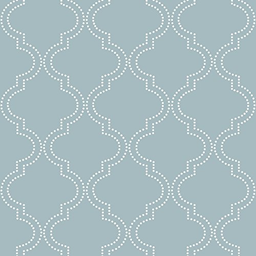 NuWallpaper NU1826 Slate Quatrefoil Peel & Stick Wallpaper, Blue
