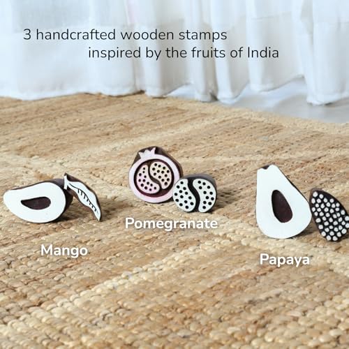 Image of Wooden Stamp Art Fruits for Kids 3+ Years, 4 to 8 Years | DIY Art & Craft Toy with Wooden Stamps | Montessori Inspired Educational Toy | Non Toxic | Handmade in India | Screen Free Toy