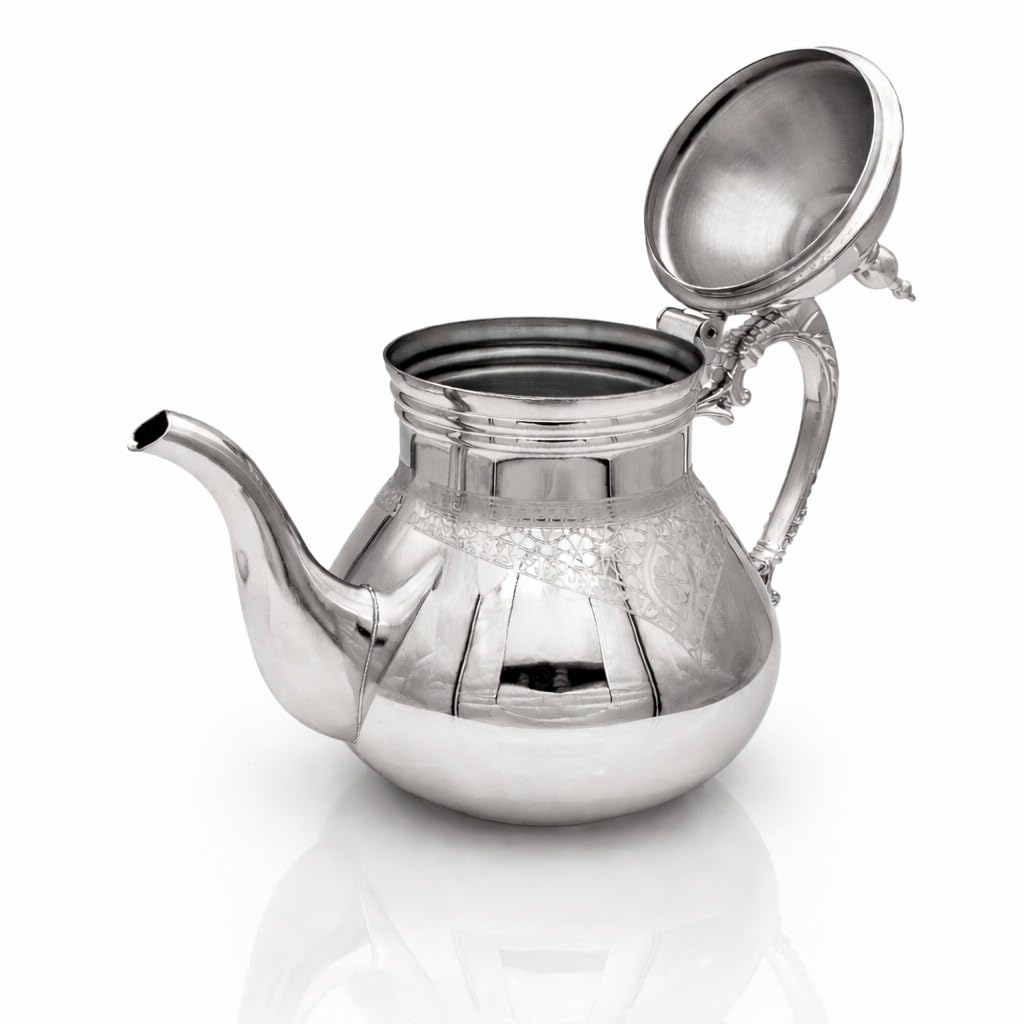 Marokkanische Teekanne Agadir, Rosé-Gold & Silber, 0,8l-1,6l, Induktion geeignet, alle Herdarten, traditionelle Teekanne, Berrad, Cay Kanne (Silber, 1,6l)