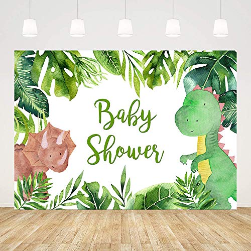MEHOFOND Wild Woodland Dinosaurier Thema Junge Babyparty Party Dekoration Hintergrund tropische grüne Blätter Wald… – Bild 3