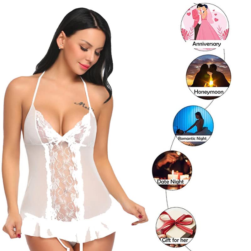 Image of Love Maker Soft Spandex Net Women Babydoll Honeymoon Nightwears Combo Small to 3XL